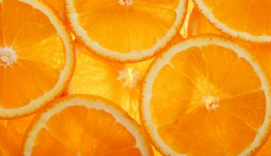 Close-up image of orange slices showing vibrant and fresh textures.