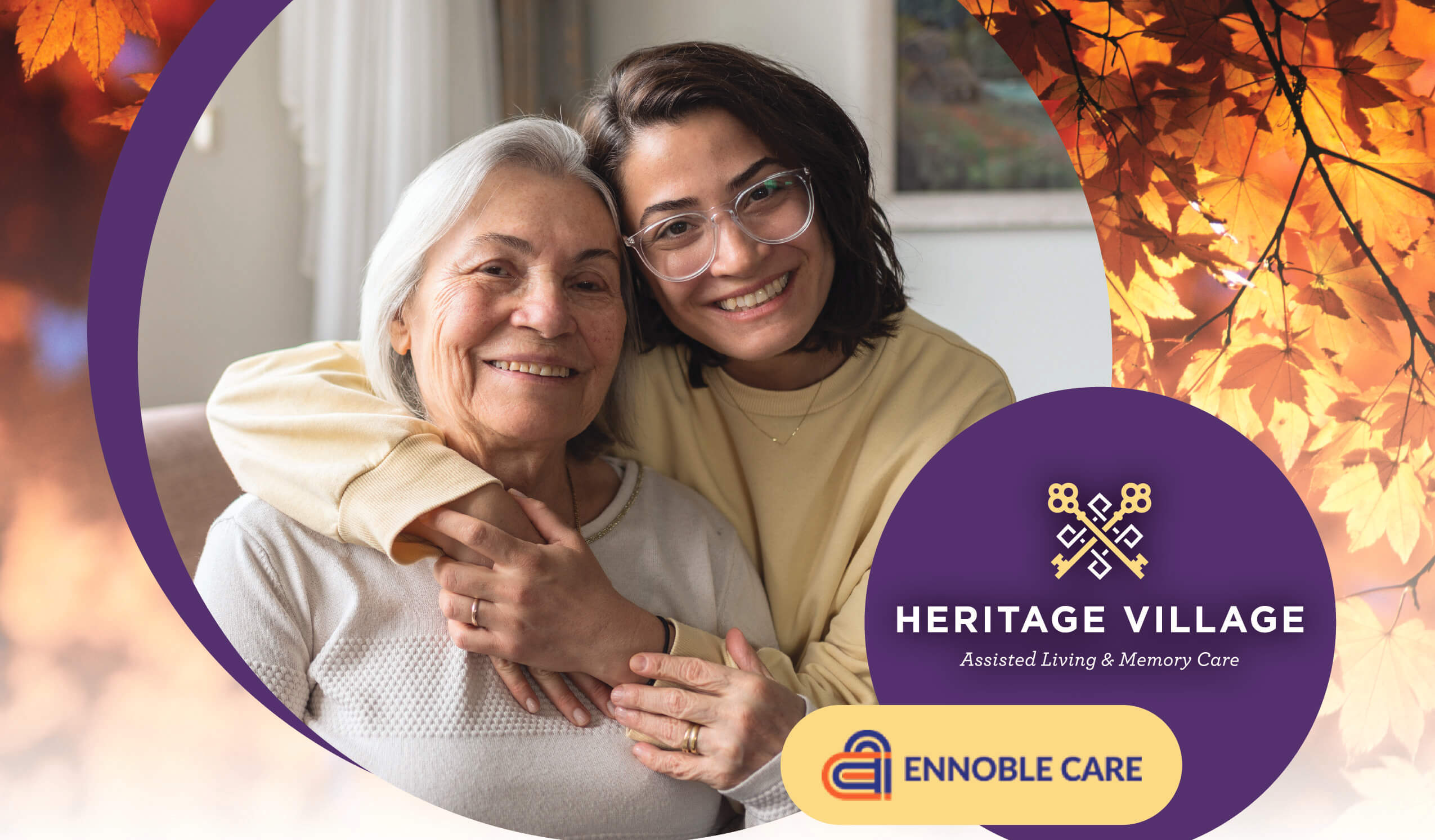 Senior mother and adult daughter embrace